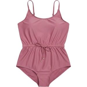 Time and Tru Women Tank Romper Swimsuit Berry Quartz 2X 20W-22W One Piece